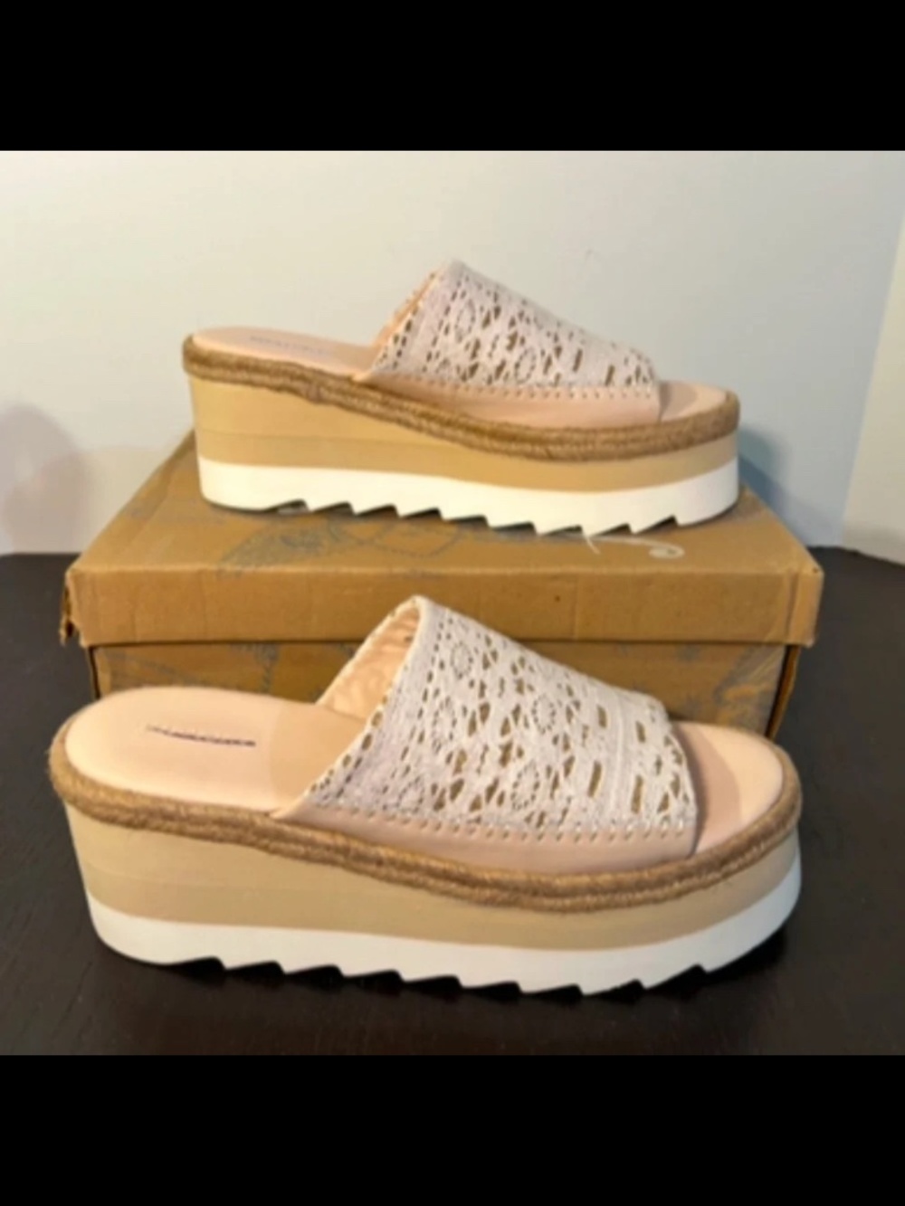 Free People Santorini Espadrille Crochet Platform Sandal Shoes Plaster Size 9.5